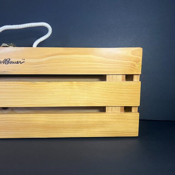 Eddie Bauer Limited Edition Wooden Hinged Crate Case w/ Rope Handle 25.5 x 8.75" - Picture 4 of 8